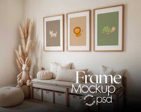 Etsy print on demand product listing wall art framed mockup styled room