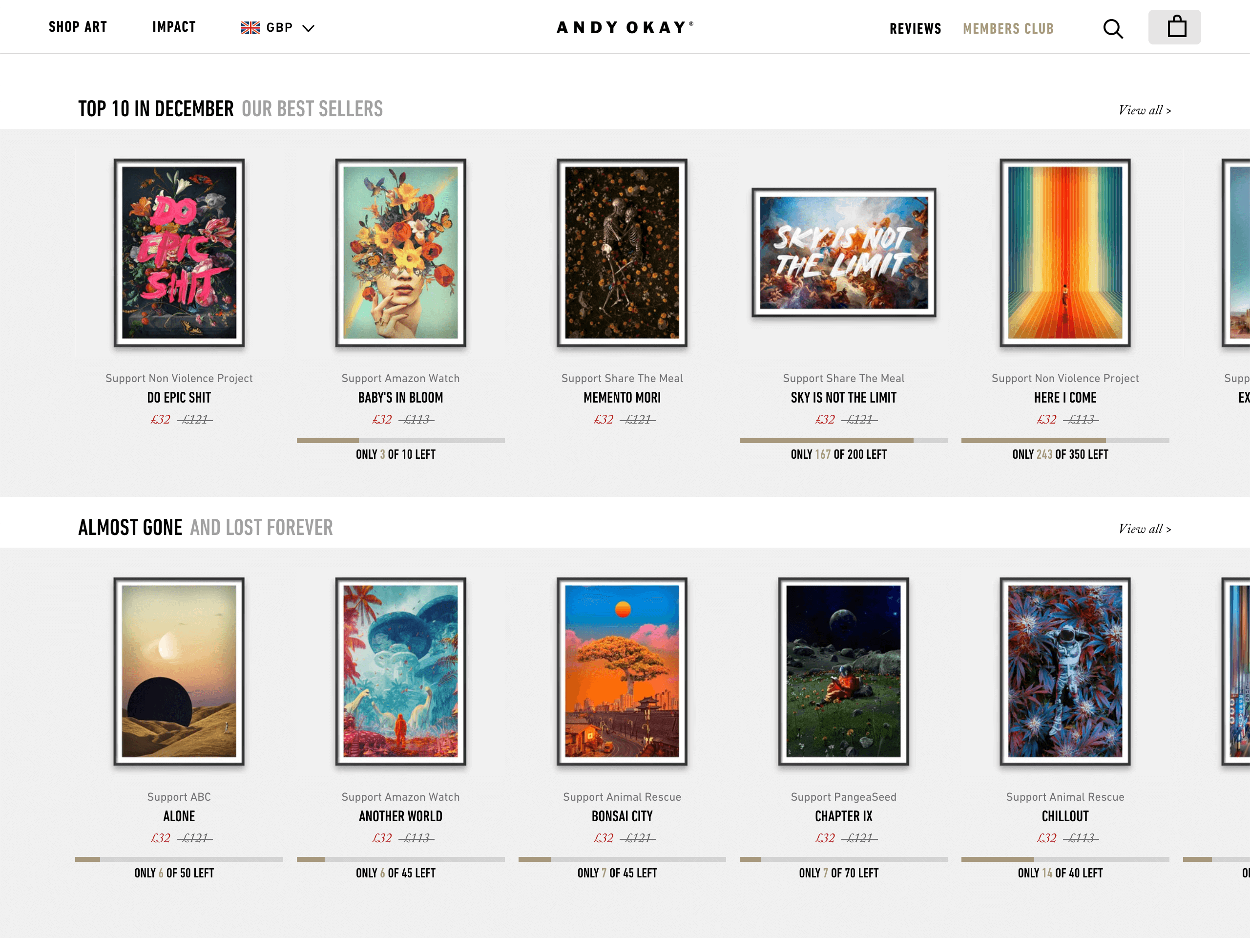 Shopify collections page wall art shop homepage layout