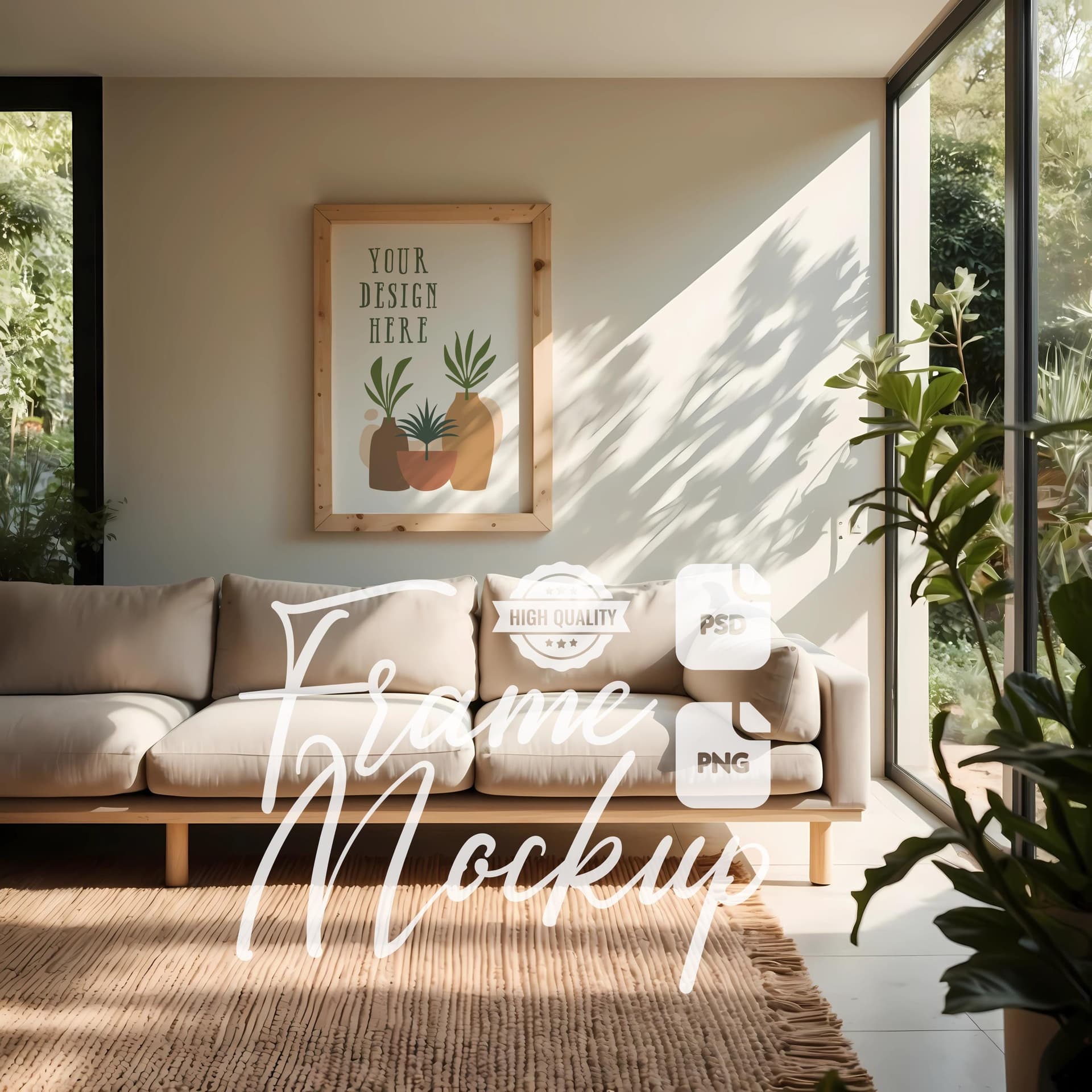 Etsy wall art listing lifestyle mockup warm living room