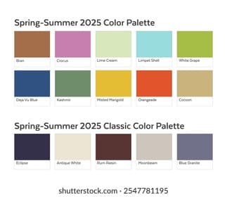color palette swatches flat lay with paint chips and notebook