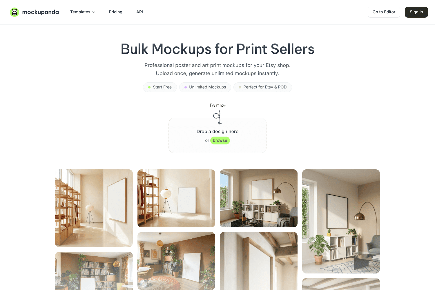 Mockupanda mockup generator tool screenshot upload