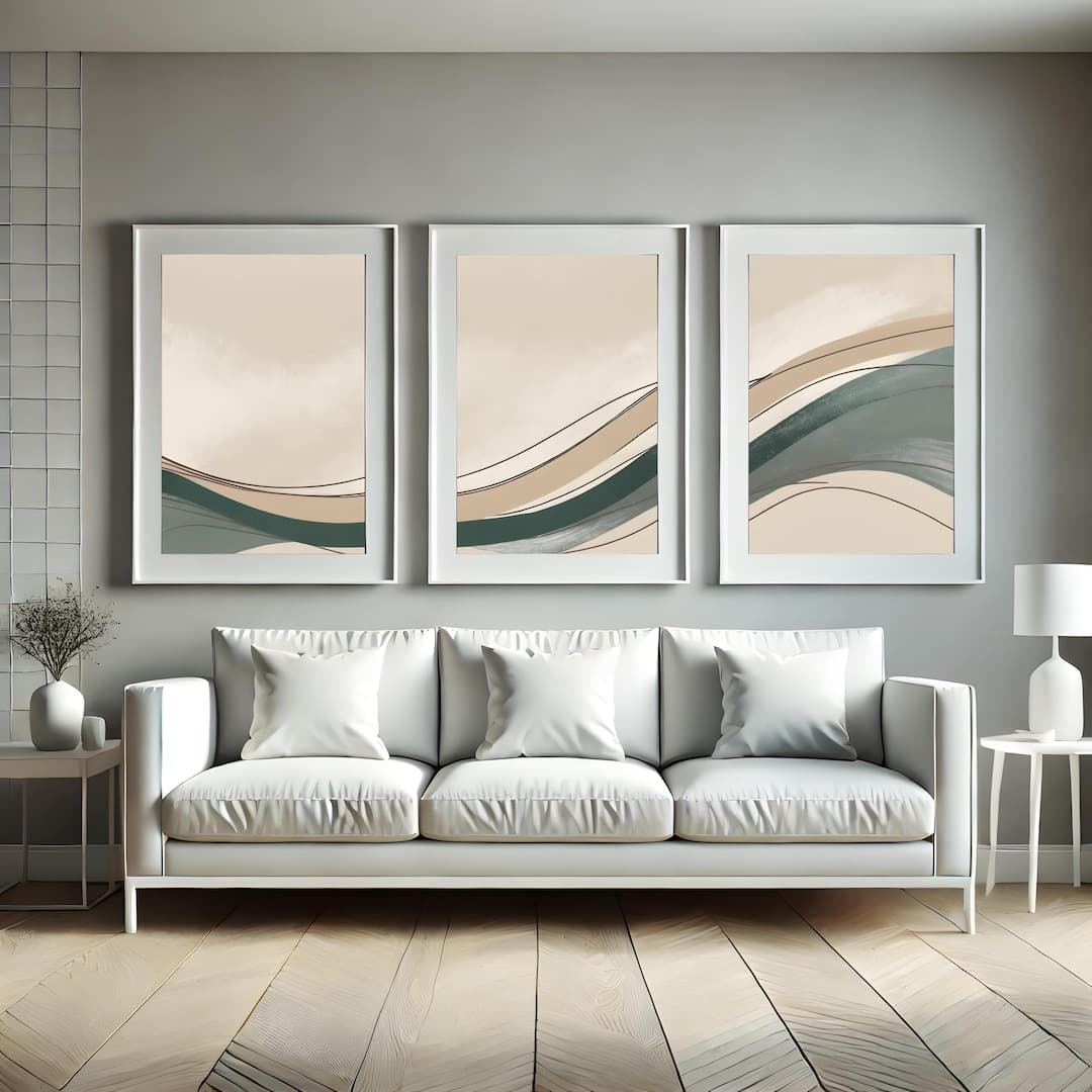 three panel triptych wall art even spacing mockup