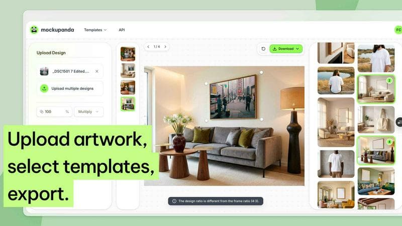 Mockupanda bulk mockup generation interface